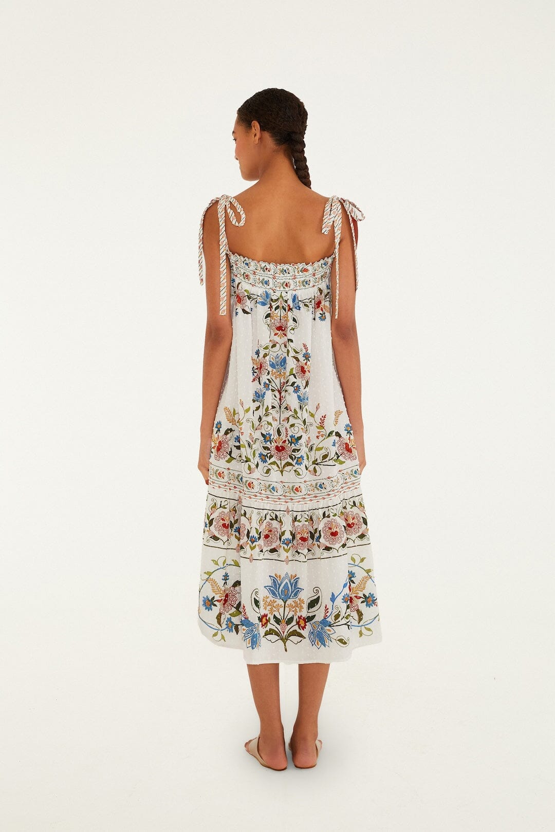 Off-White Stitched Garden Long Dress