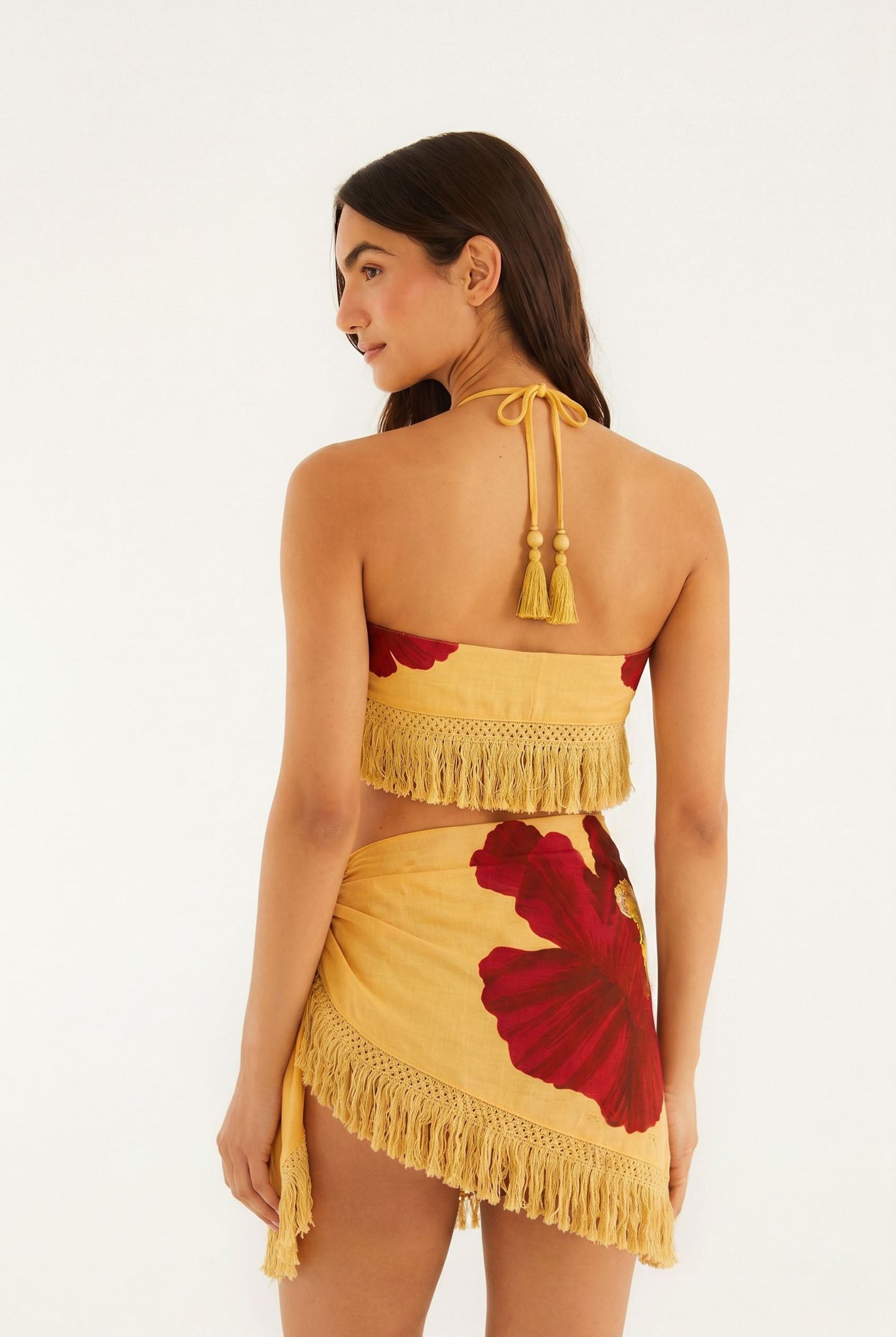 Neck Tie Blouse With Fringes