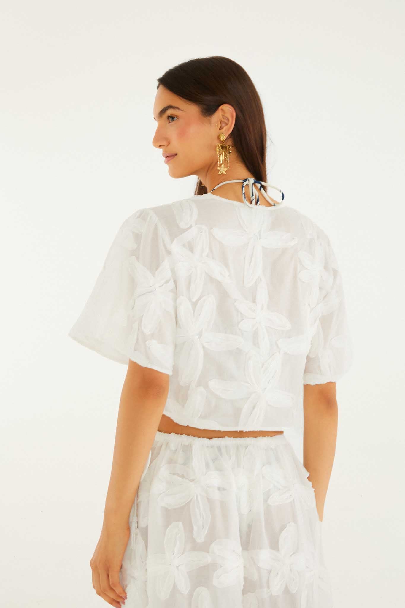 Blouse With Embroidery Detail And Buttons