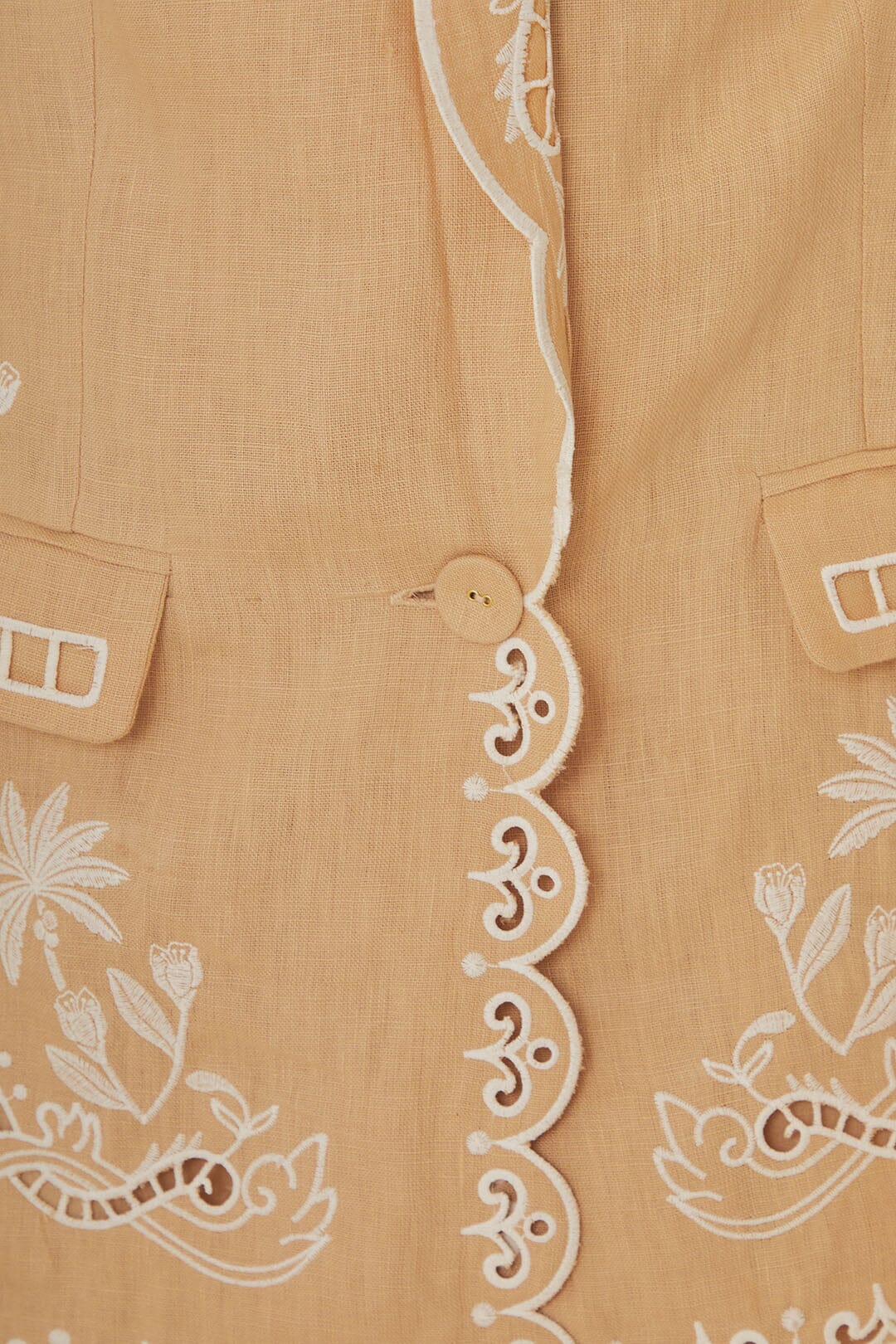 FARM Rio model wearing the Khaki Embroidered Blazer