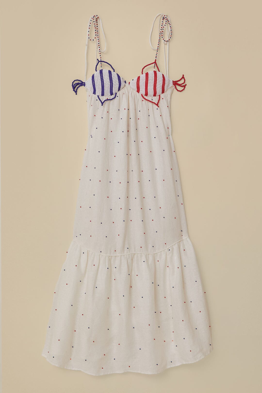 FARM Rio model wearing the Beaded Fishes White Sleeveless Maxi Dress