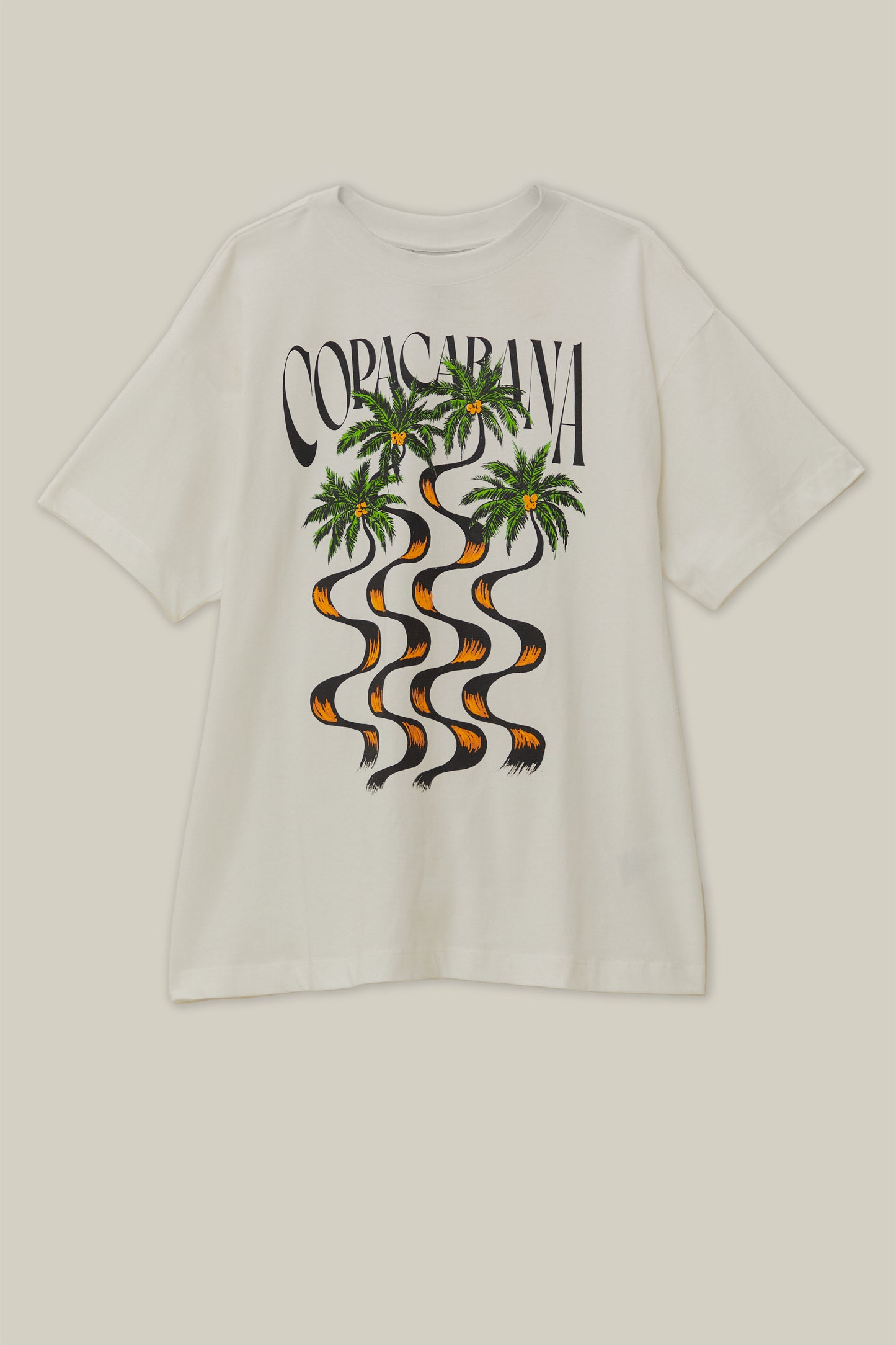 FARM Rio model wearing the Off-White Copacabana Relaxed Organic Cotton T-Shirt
