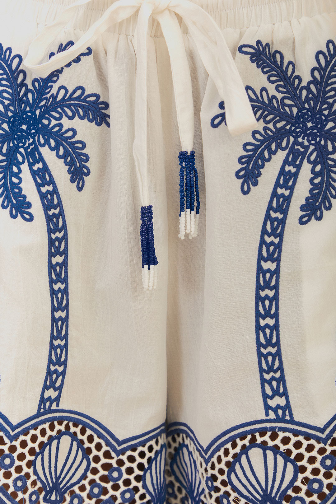 FARM Rio model wearing the Blue Palm Trees Richelieu Shorts