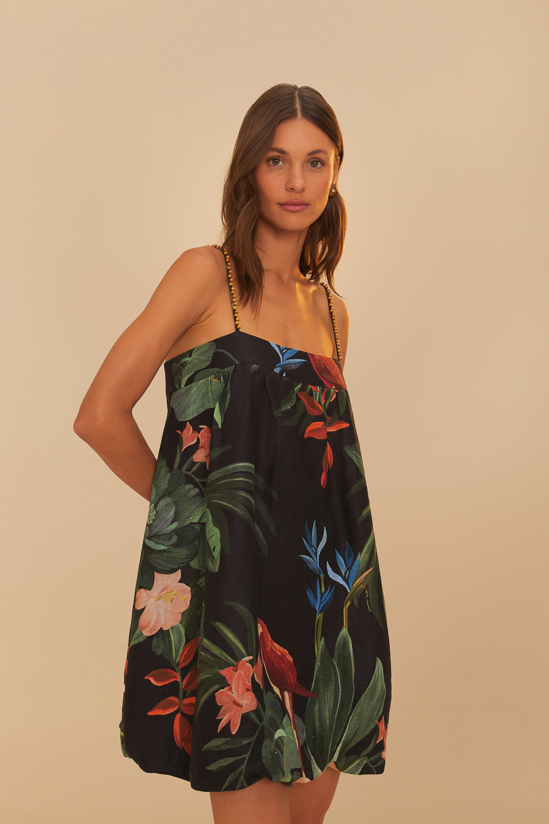 Midnight Macaw Fiesta Black Sleeveless Mini Dress