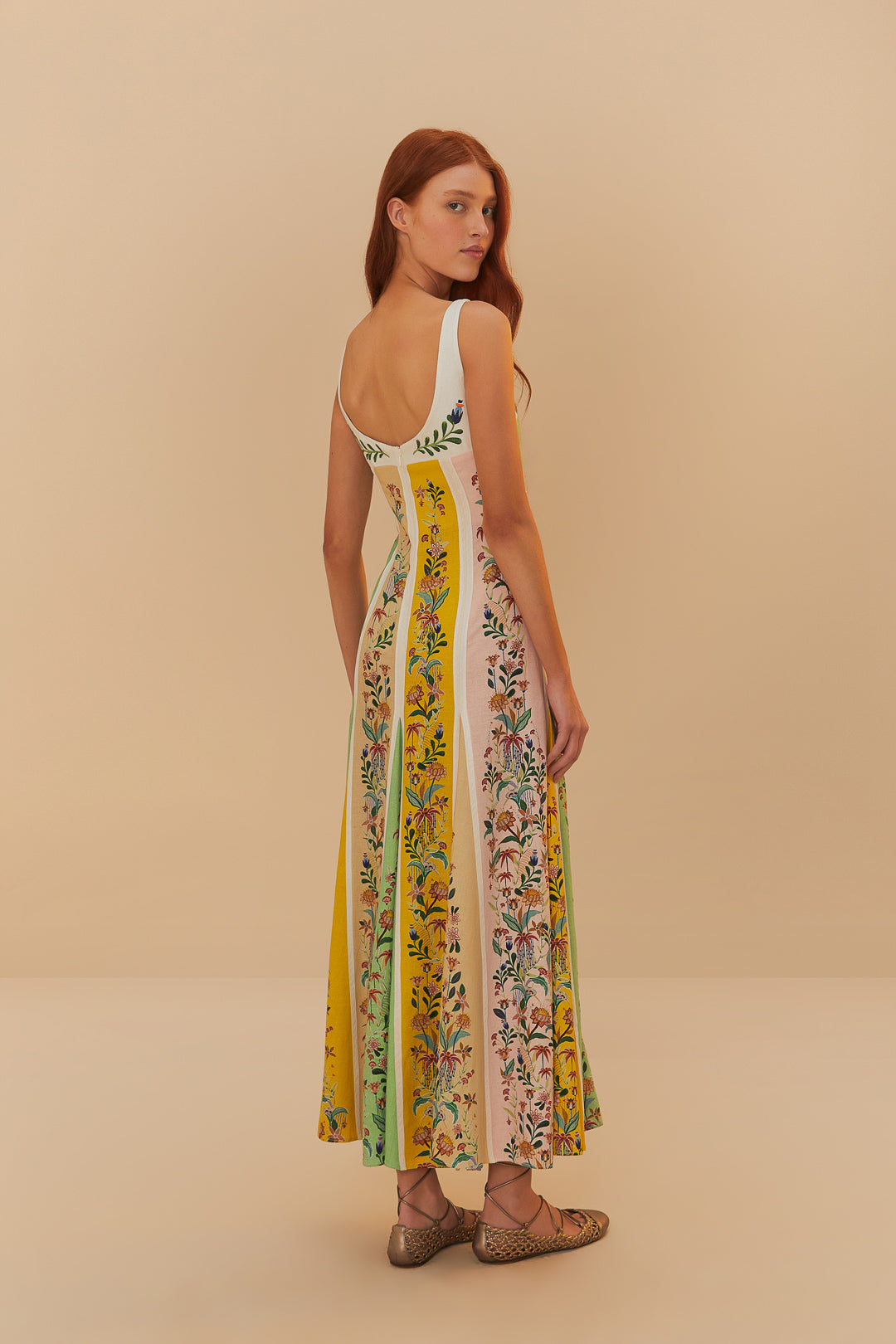Delicate Floral Stripes Multicolor Sleeveless Gore