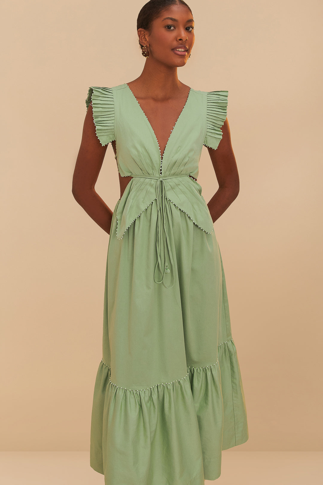 Light Green Butterfly Midi Dress
