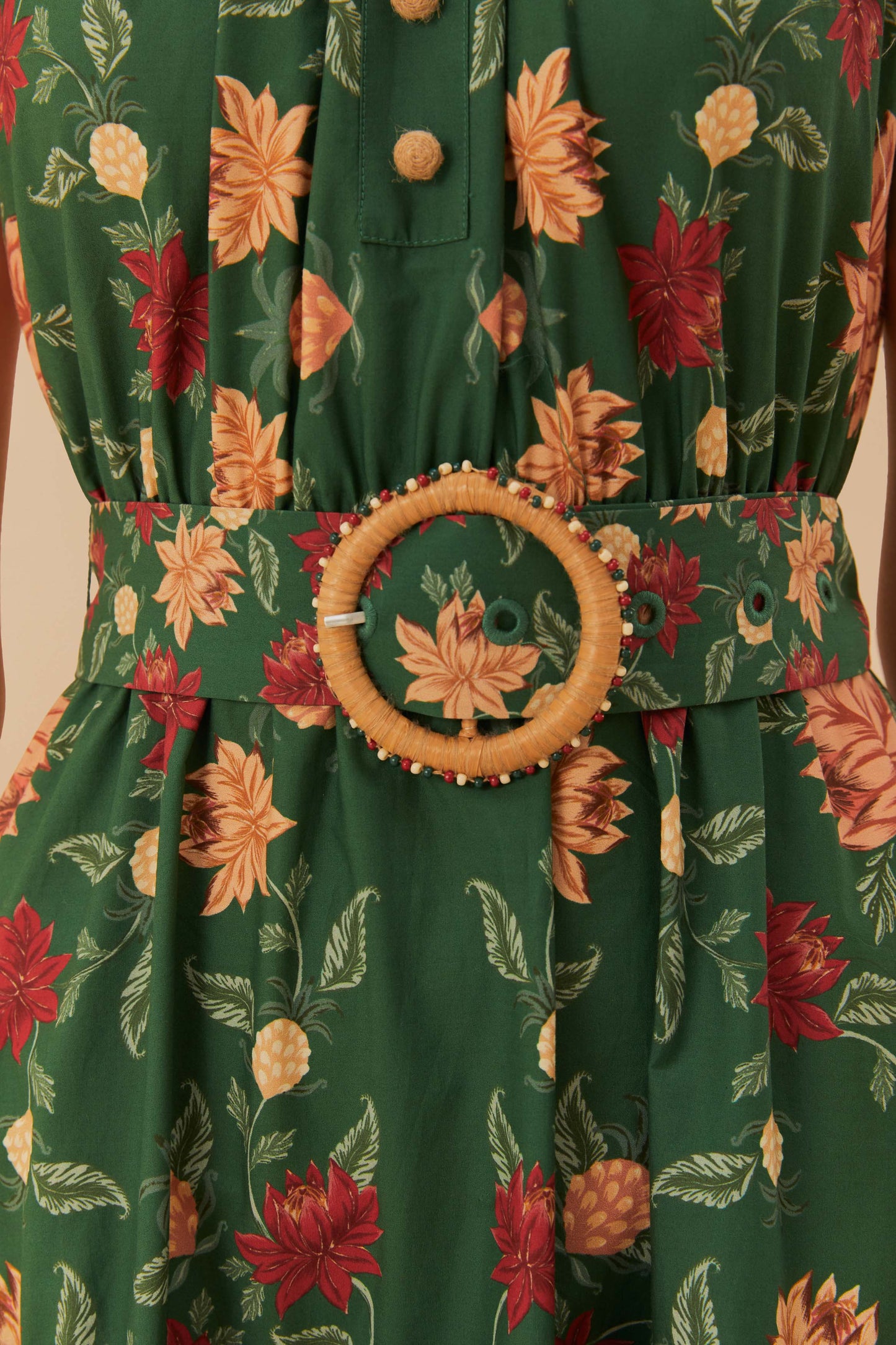 FARM Rio model wearing the Green Pineapple Garden Organic Cotton Maxi Dress
