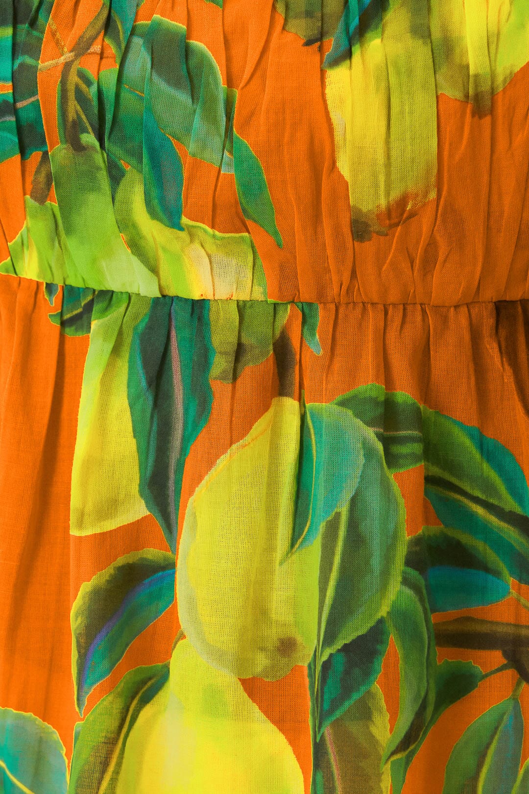 FARM Rio model wearing the Orange Chic Pears Short Sleeves Blouse