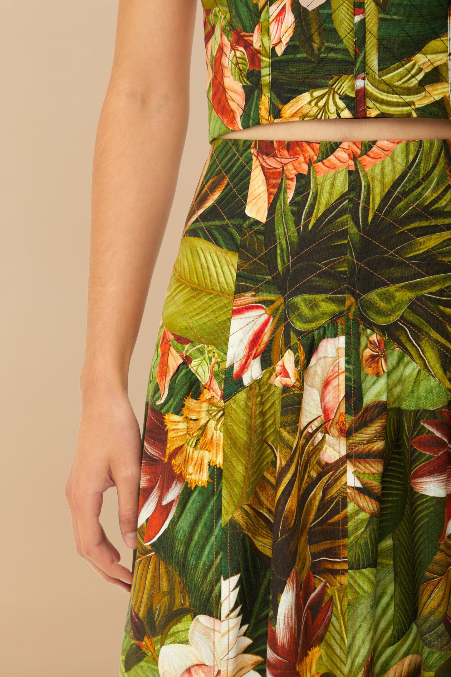 غابة نباتية متعددة الألوان Lenzing ™ Ecovero ™ Euroflax ™ Midi Skirt