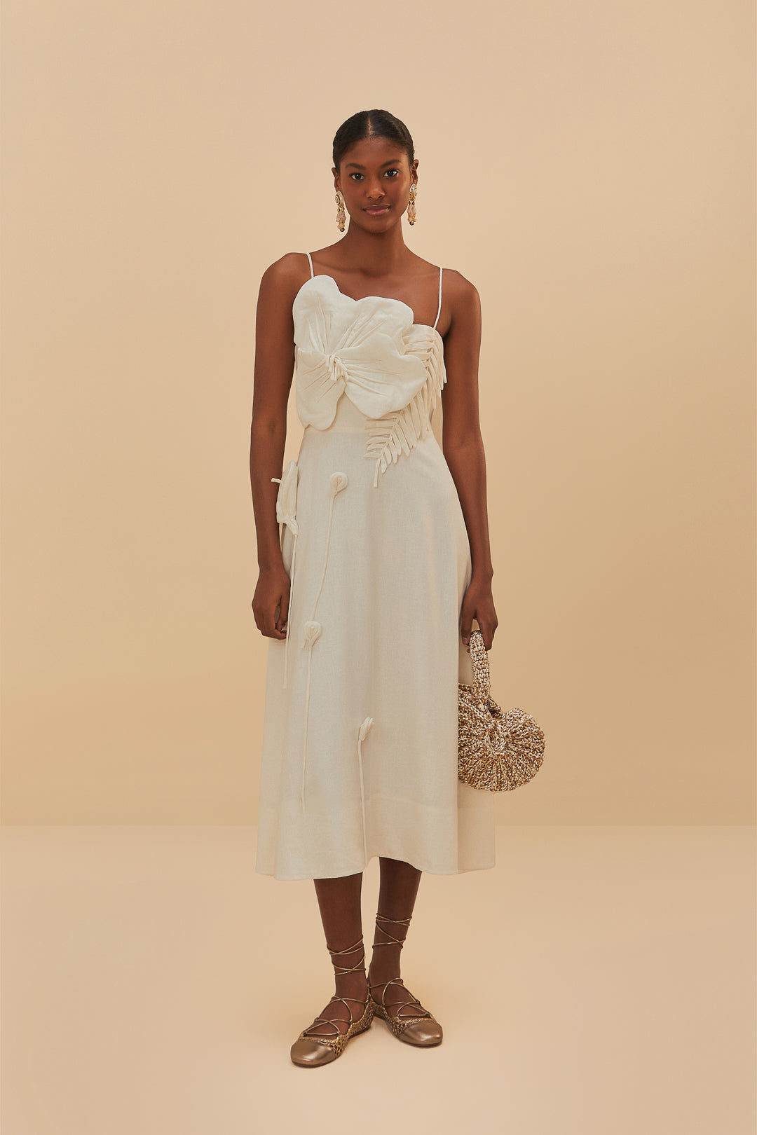 Off-White Garden Lenzing ™ Ecovero ™ Euroflax ™ Midi Dress