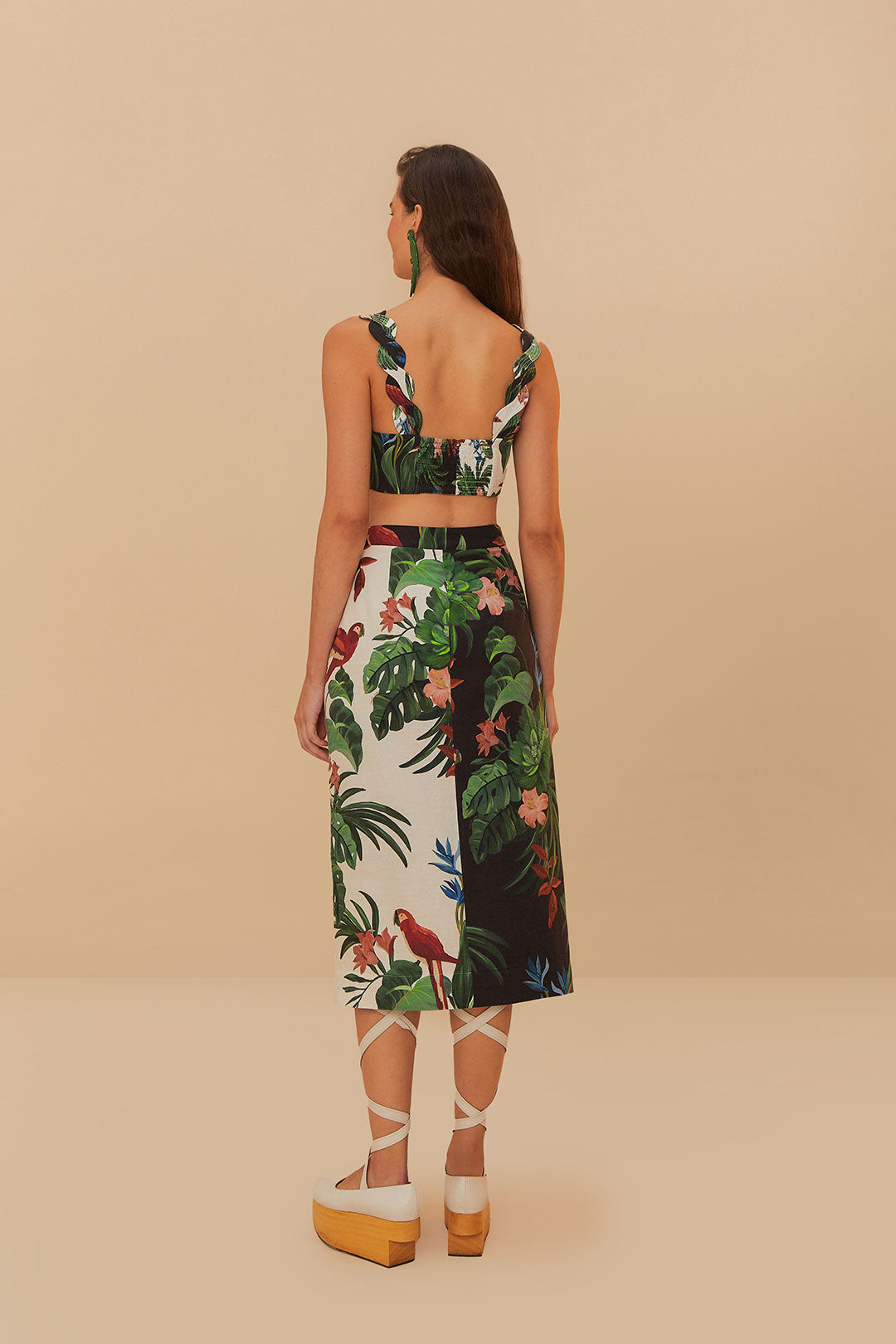 Midnight Macaw Fiesta Mix Midi Skirt