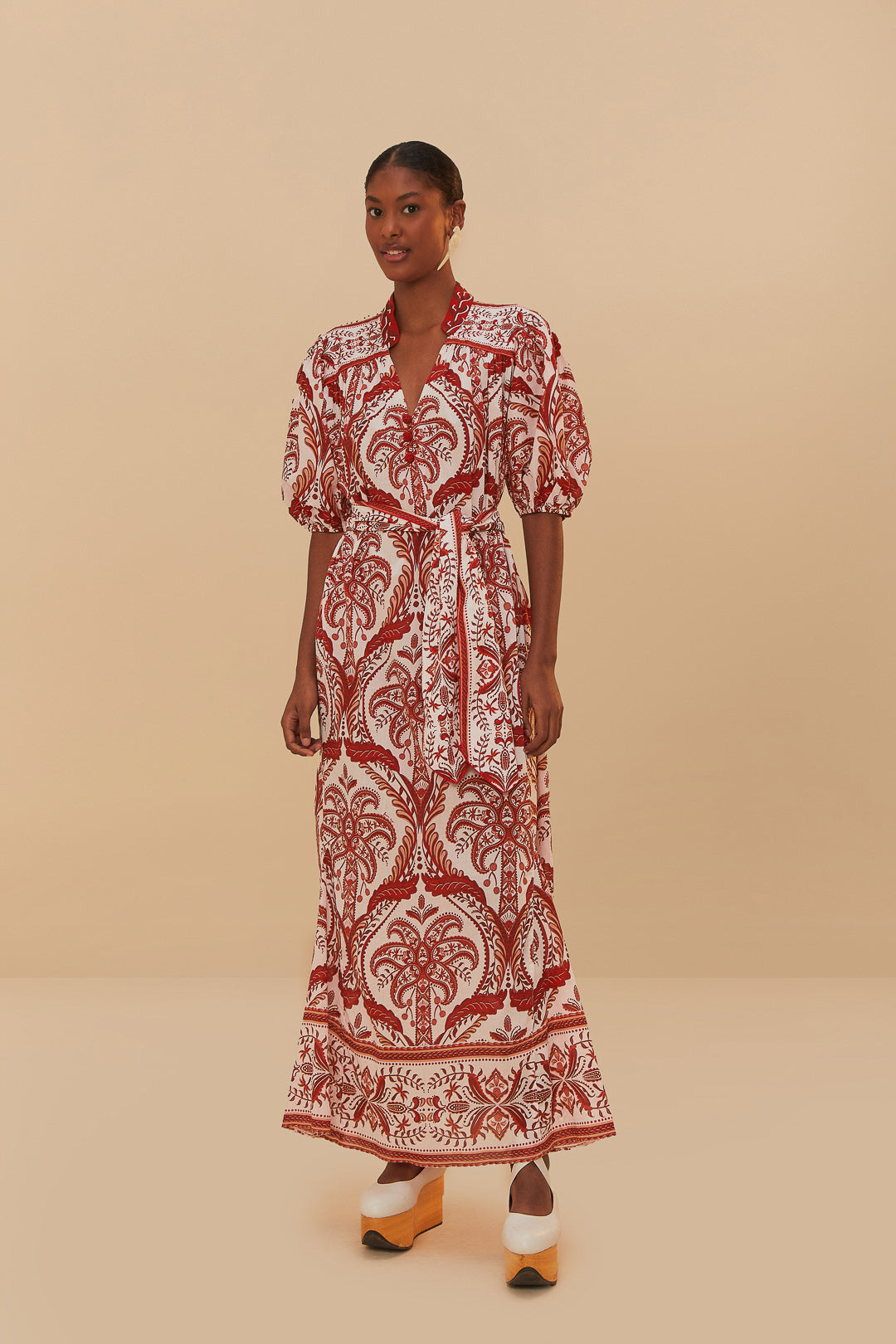 Off-White Tropical Cameo Belted Maxi Dress