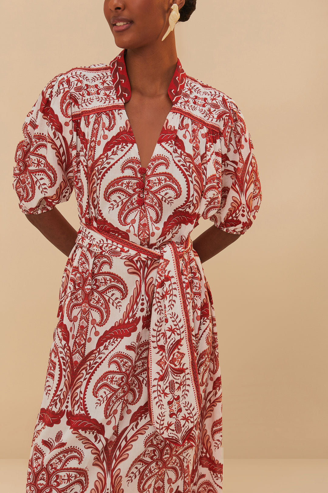Off-White Tropical Cameo Belted Maxi Dress