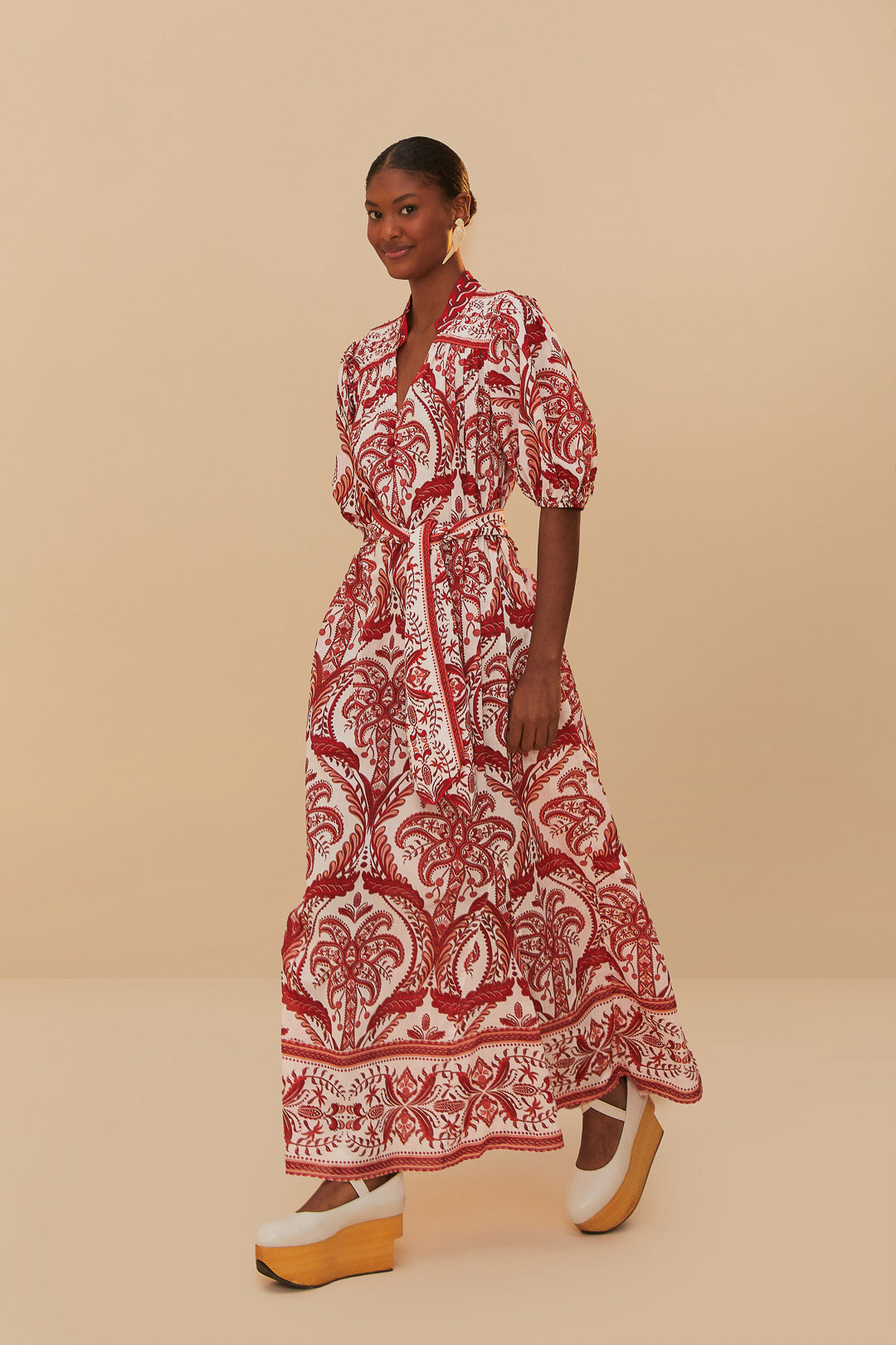 Off-White Tropical Cameo Belted Maxi Dress