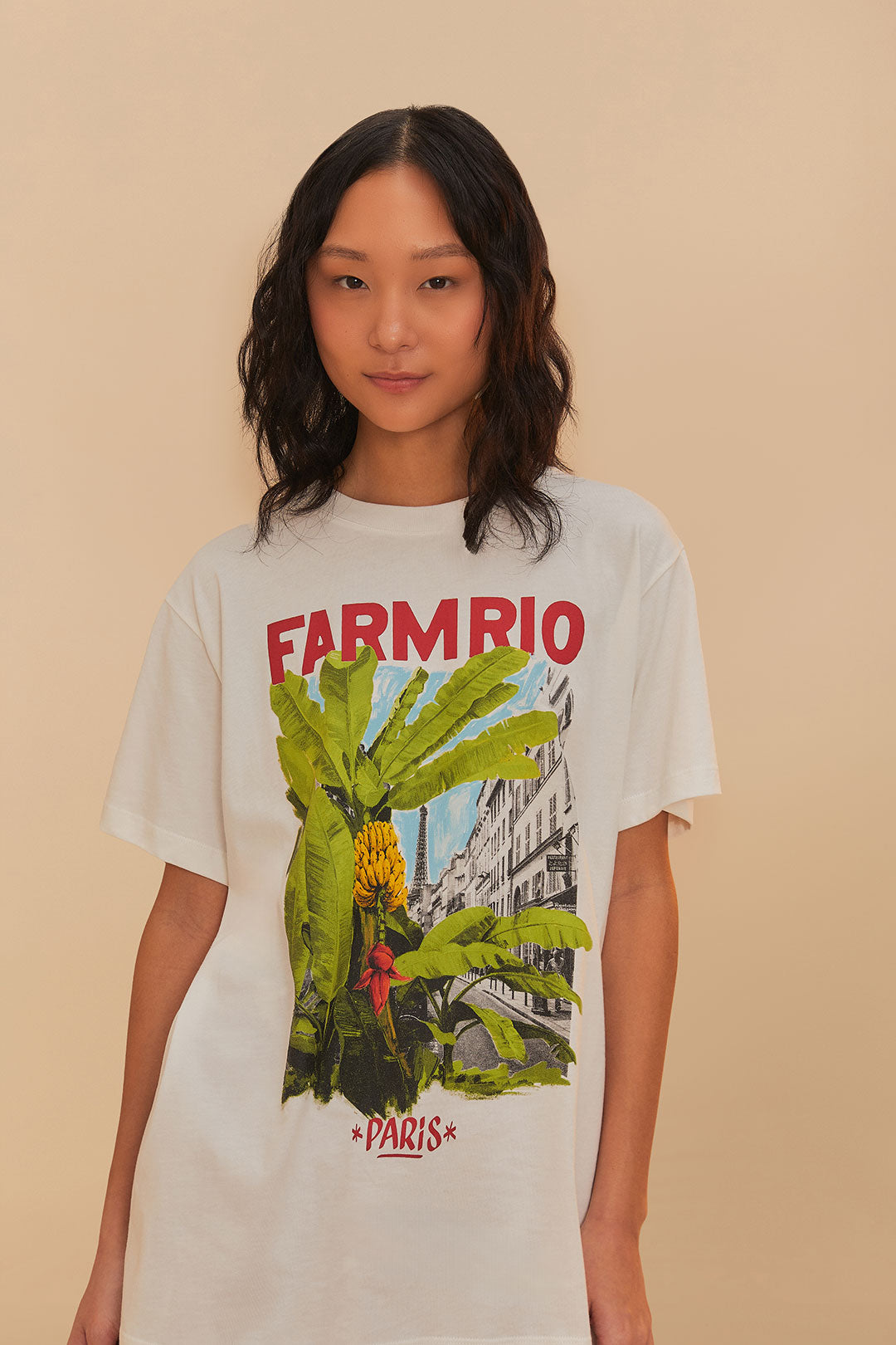 FARM Rio model wearing the Off-White From Brasil To The World Relaxed T-Shirt