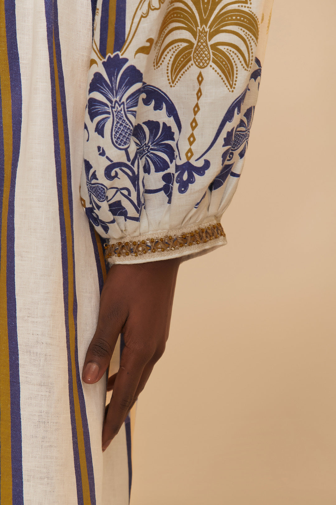 FARM Rio model wearing the Off-White Pineapple Deco Maxi Dress