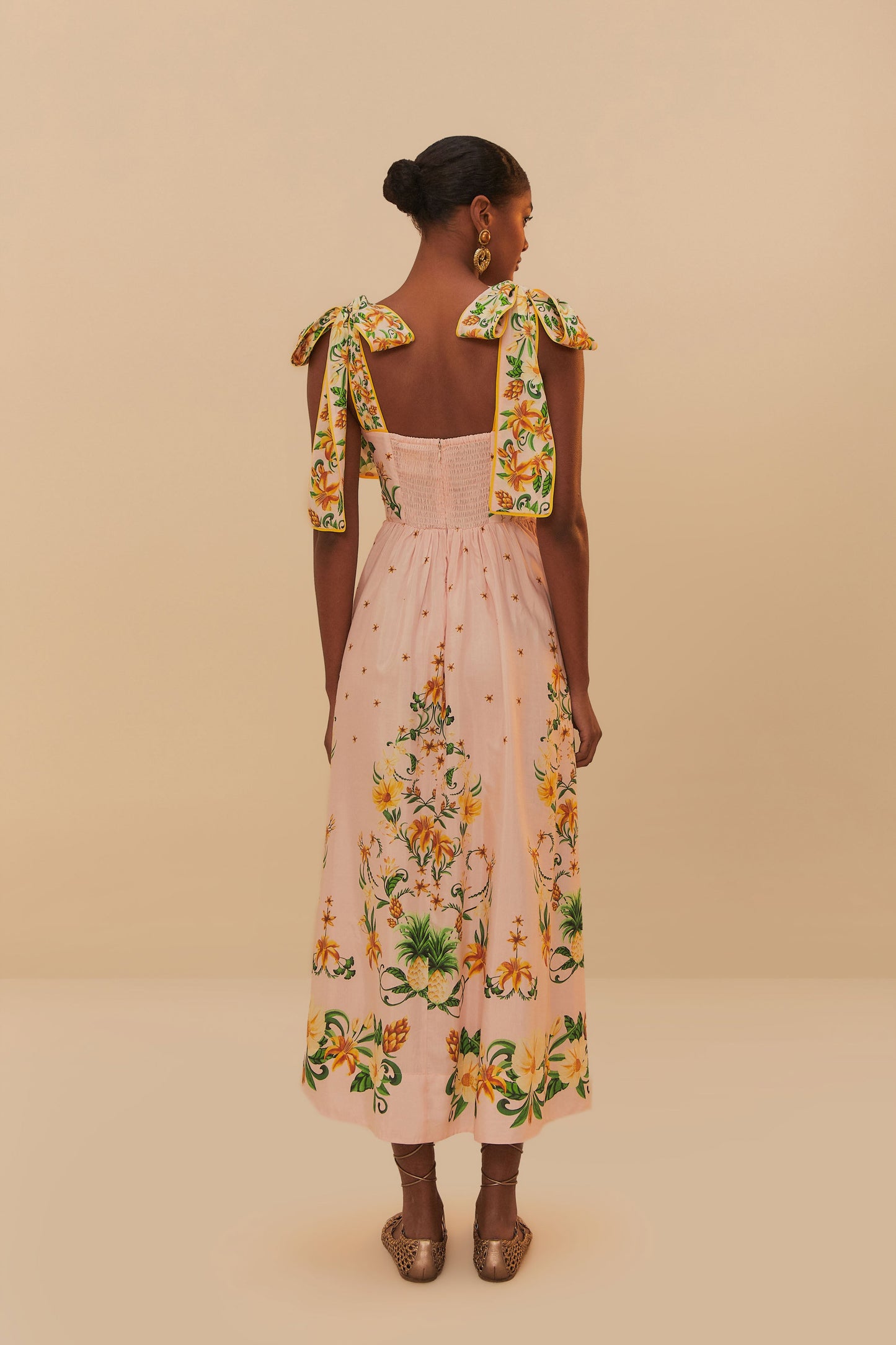 Botanical Beauty Pink Laces Cup Midi Dress