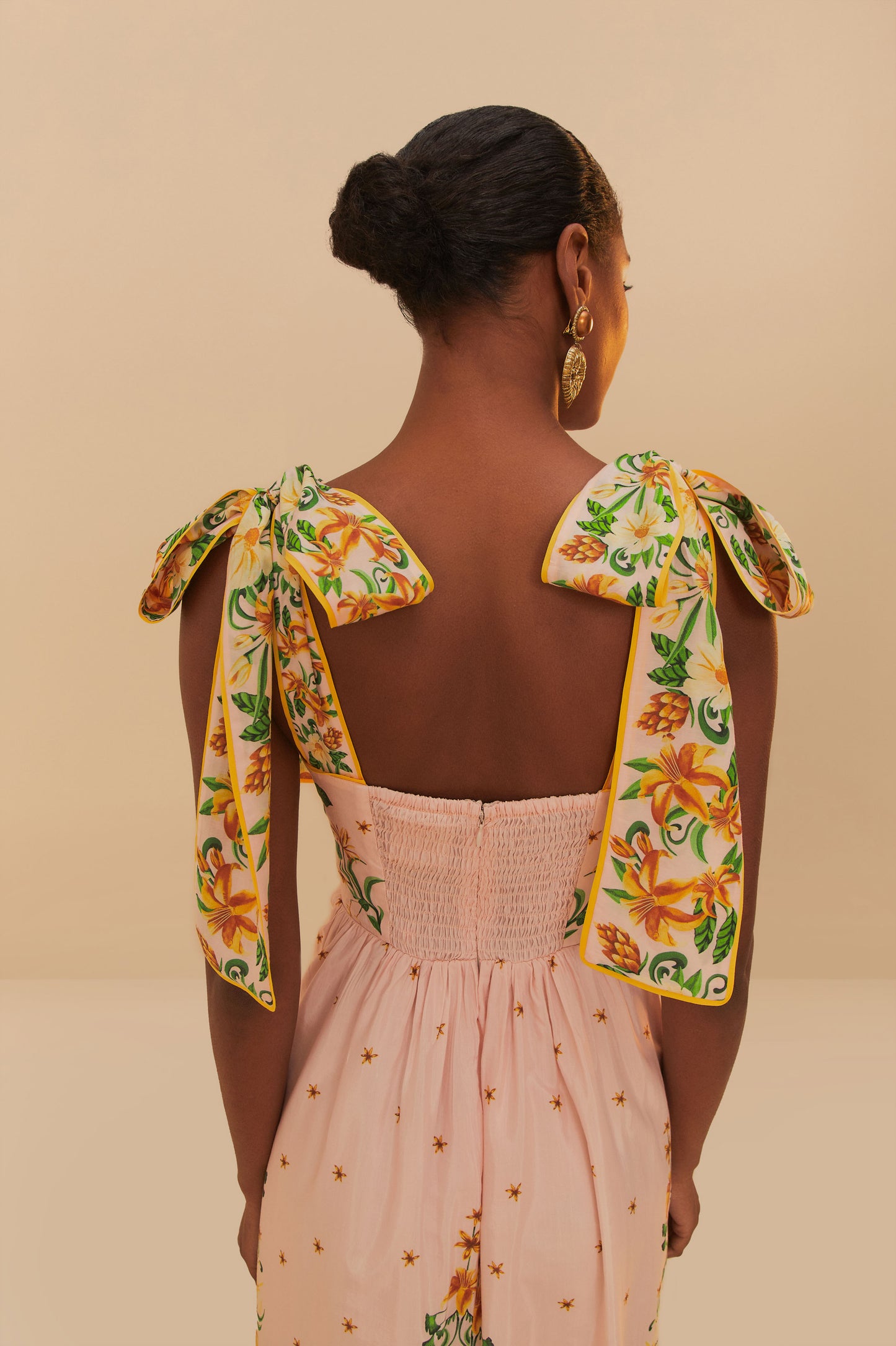 Botanical Beauty Pink Laces Cup Midi Dress