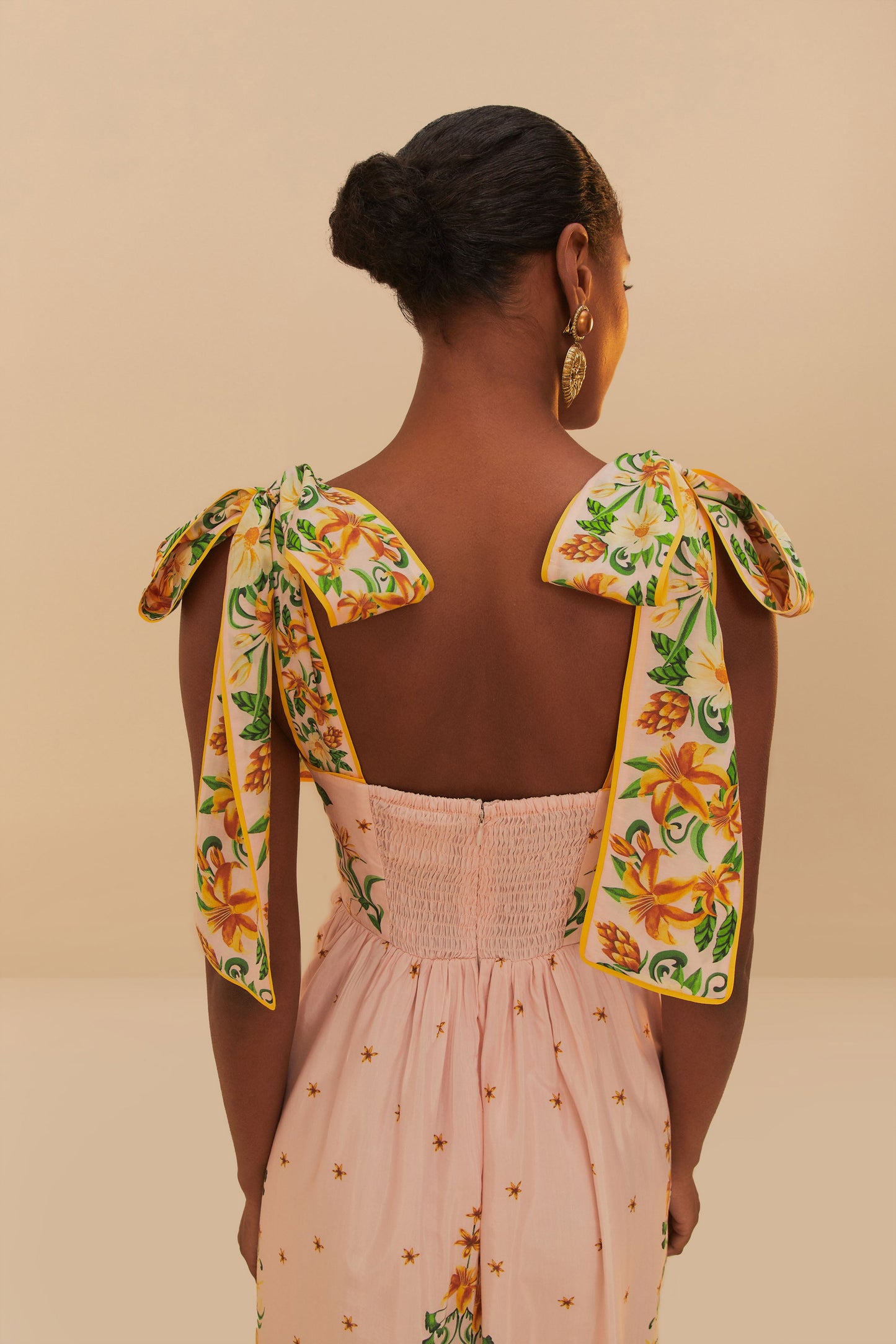 Botanical Beauty Pink Laces Cup Midi Dress