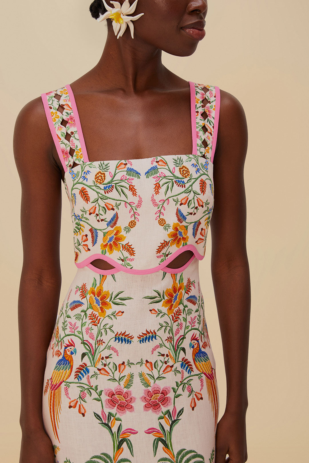 Pink Dev Forest Euroflax ™ Premium Linen Mini Dress