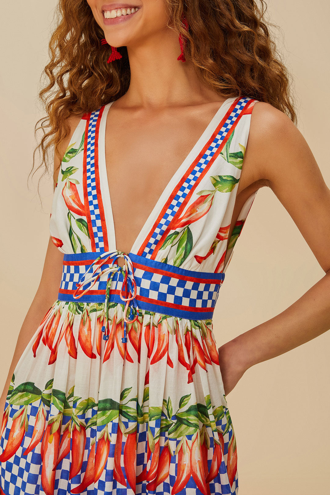 Picnic Peppers Ainika Off-White Midi Dress