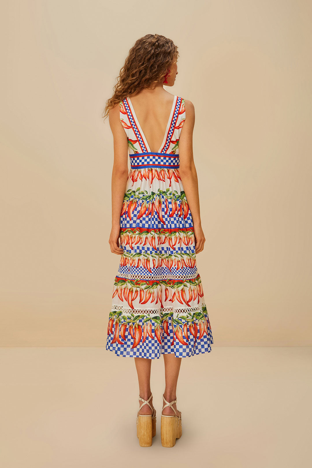 Picnic Peppers Ainika Off-White Midi Dress