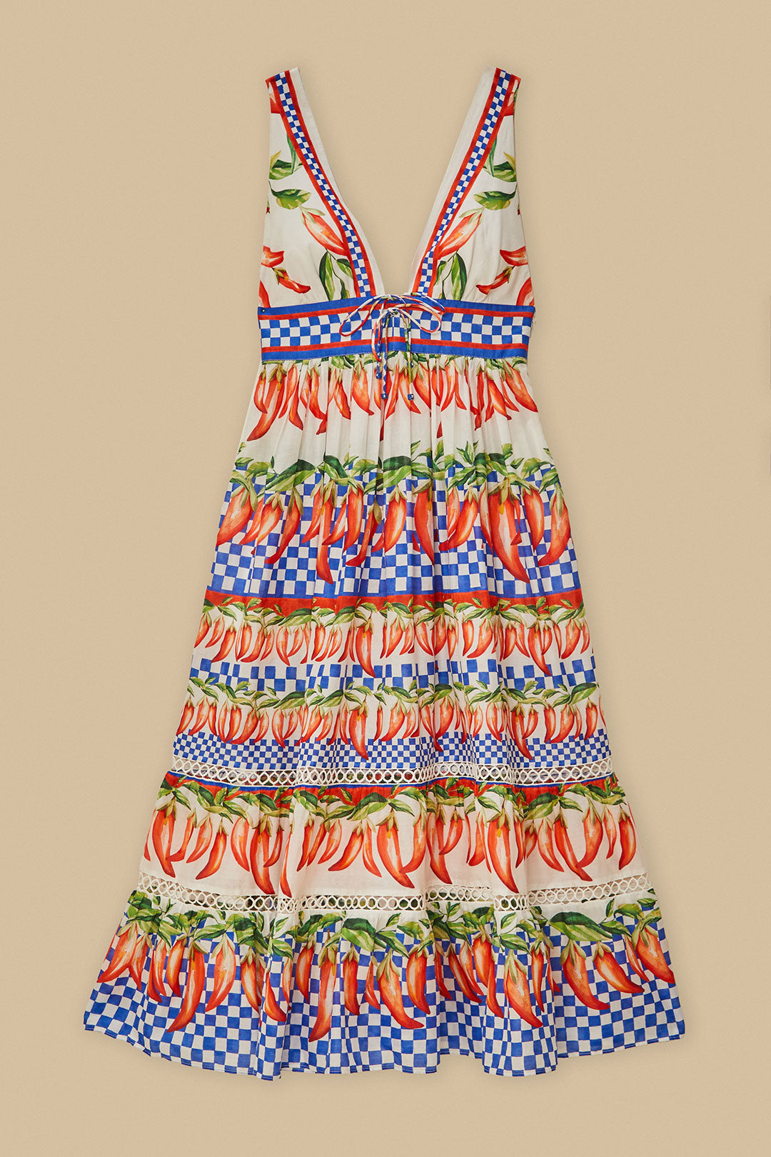 Picnic Peppers Ainika Off-White Midi Dress