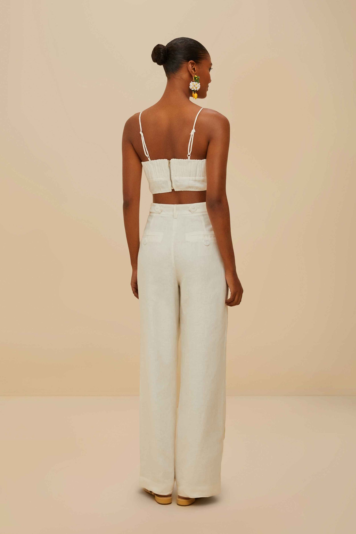 Off-White High Waisted Wavy Buttoning Pants