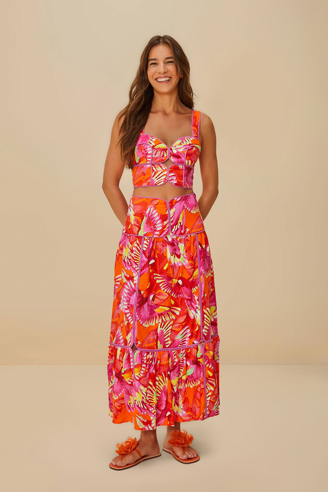 Orange Flying Birds Lenzing ™ Ecovero ™ Euroflax ™ Skirt