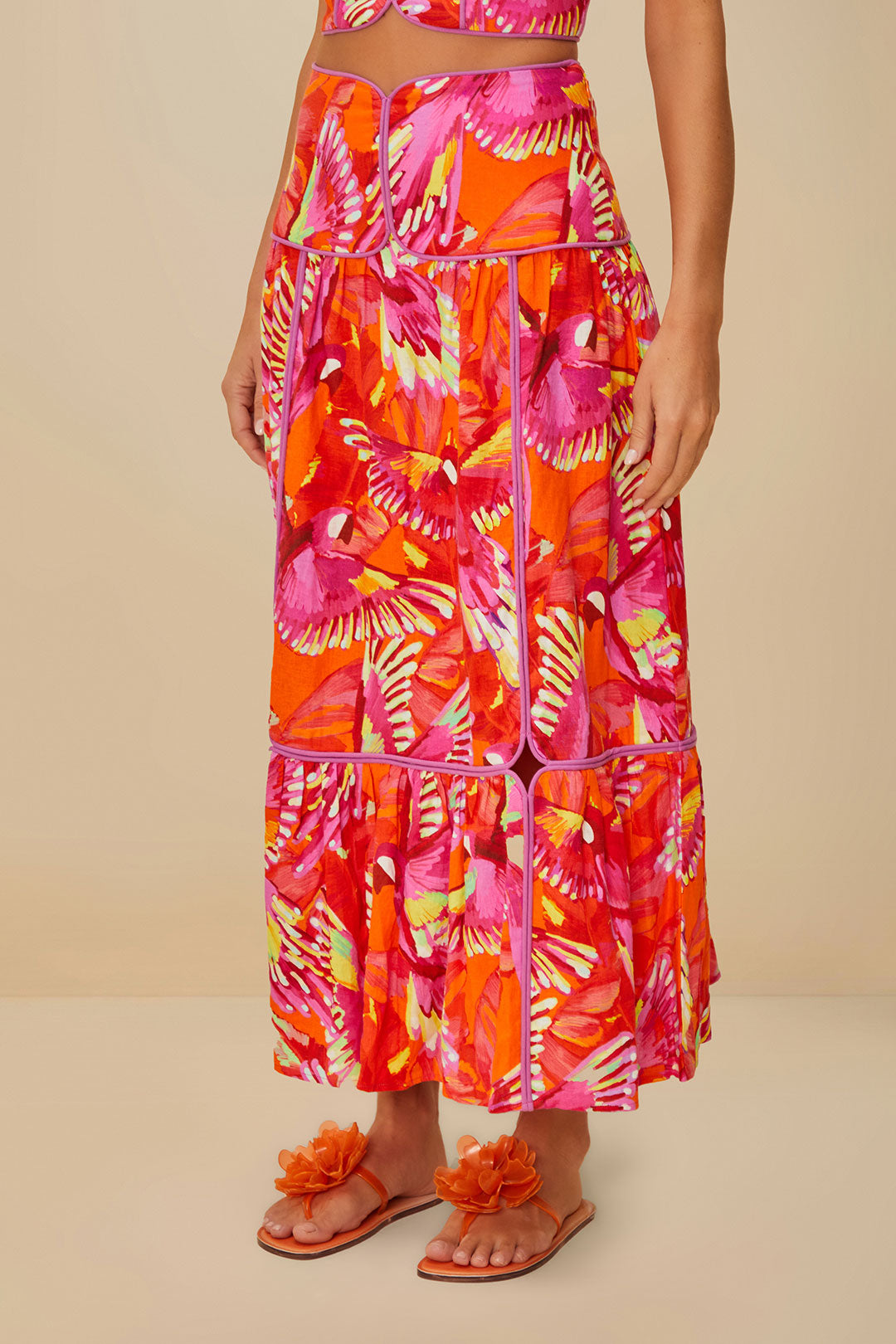 Orange Flying Birds Lenzing ™ Ecovero ™ Euroflax ™ Skirt