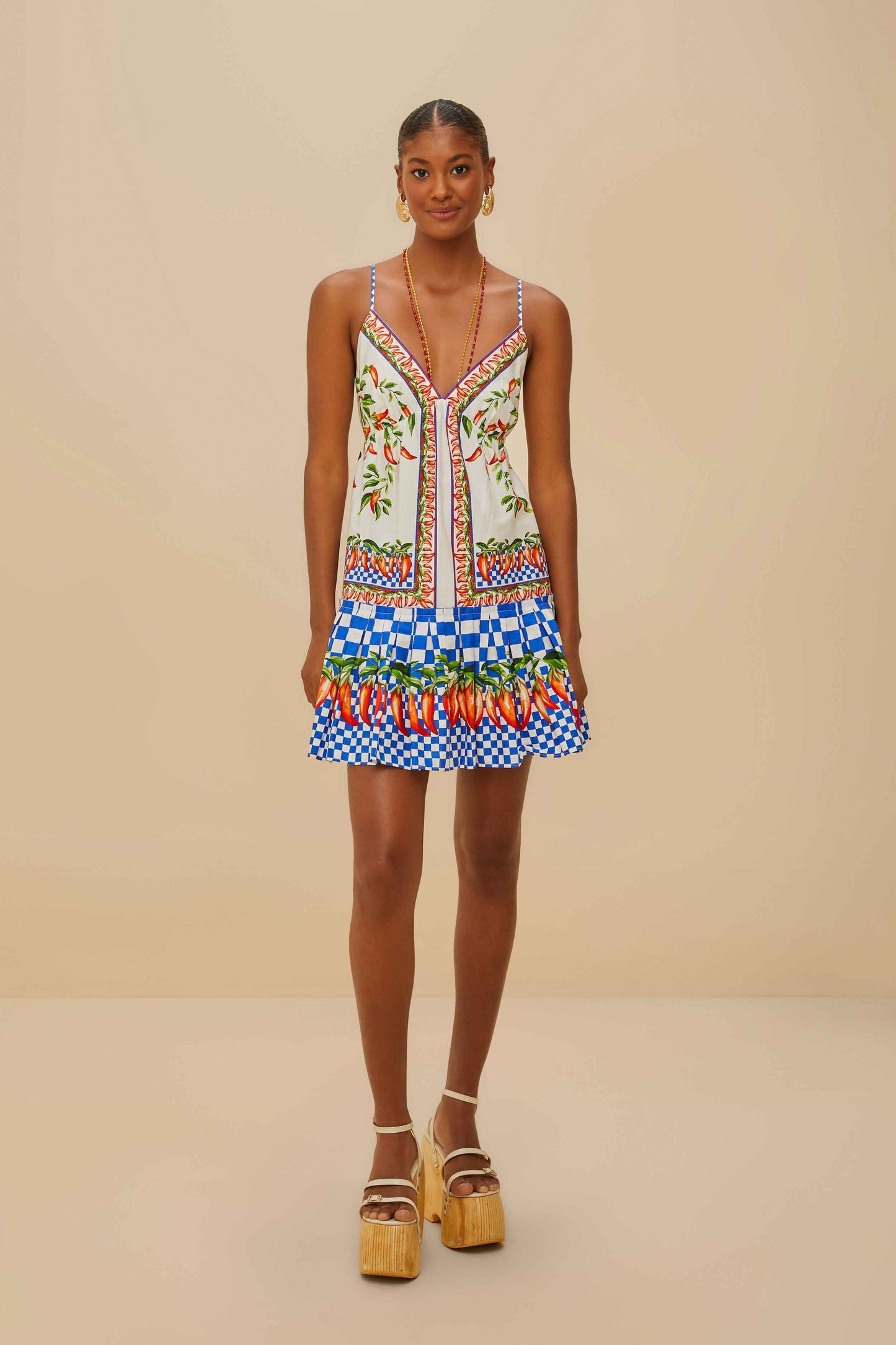 Off-White Picnic Peppers Ainika Organic Cotton Mini Dress