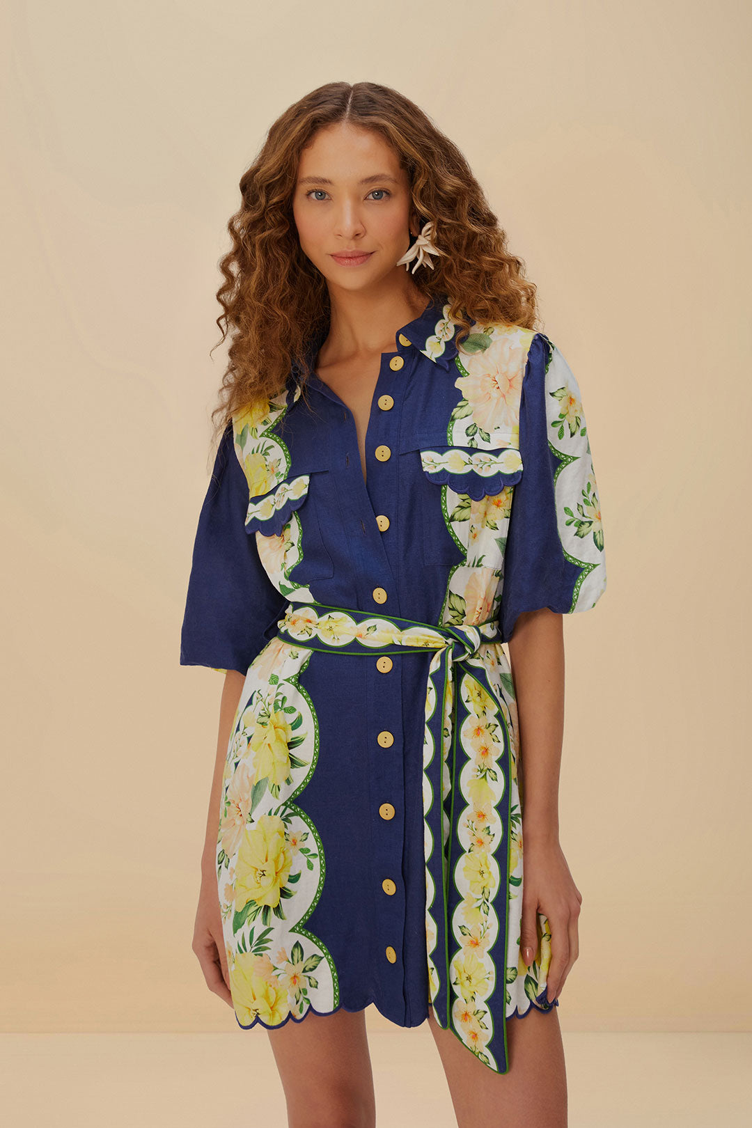 Amazon Garden Cream Mini Dress