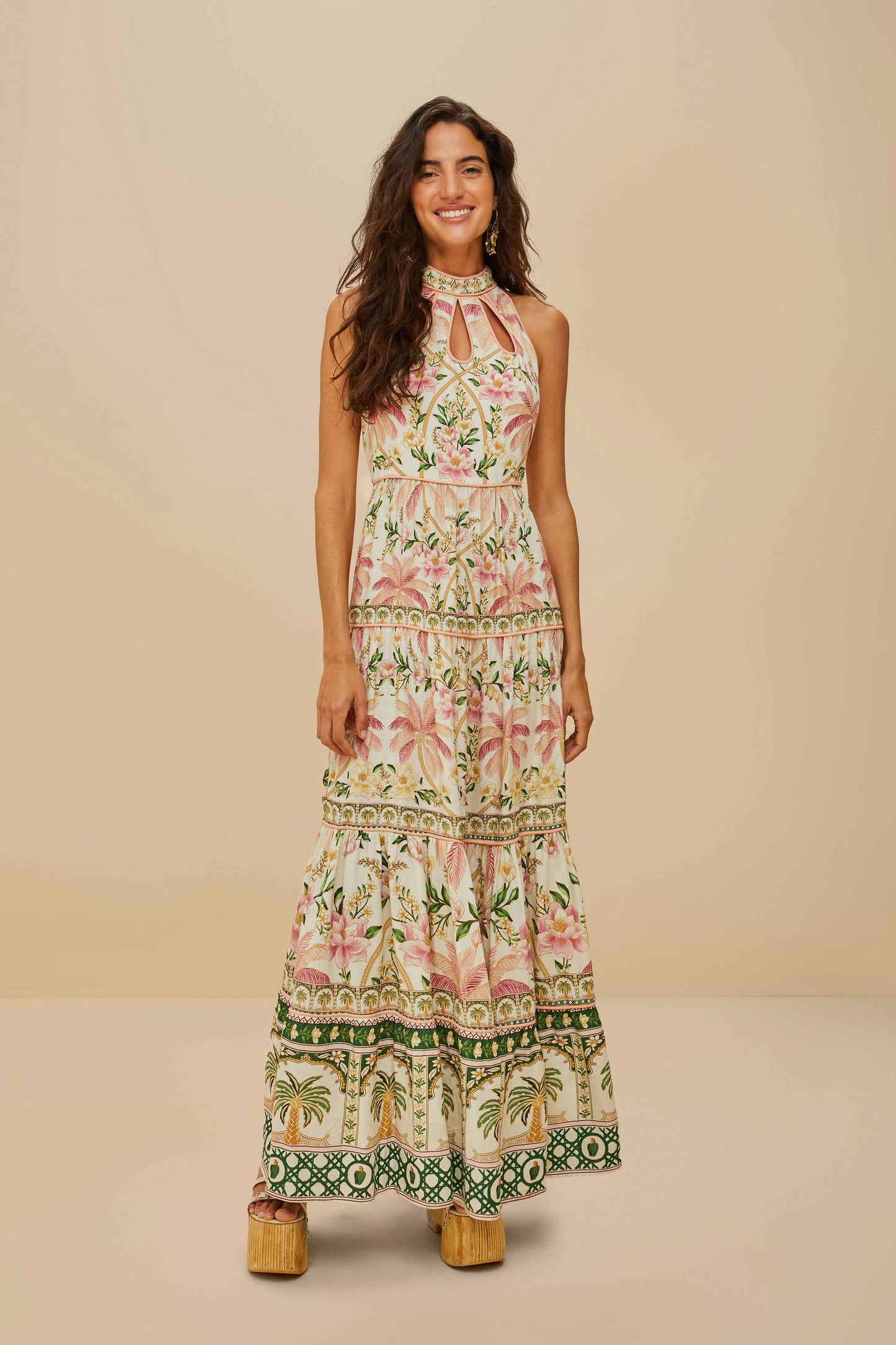 Off-White Palm Dream Lenzing ™ Ecovero ™ Euroflax ™ Maxi Dress