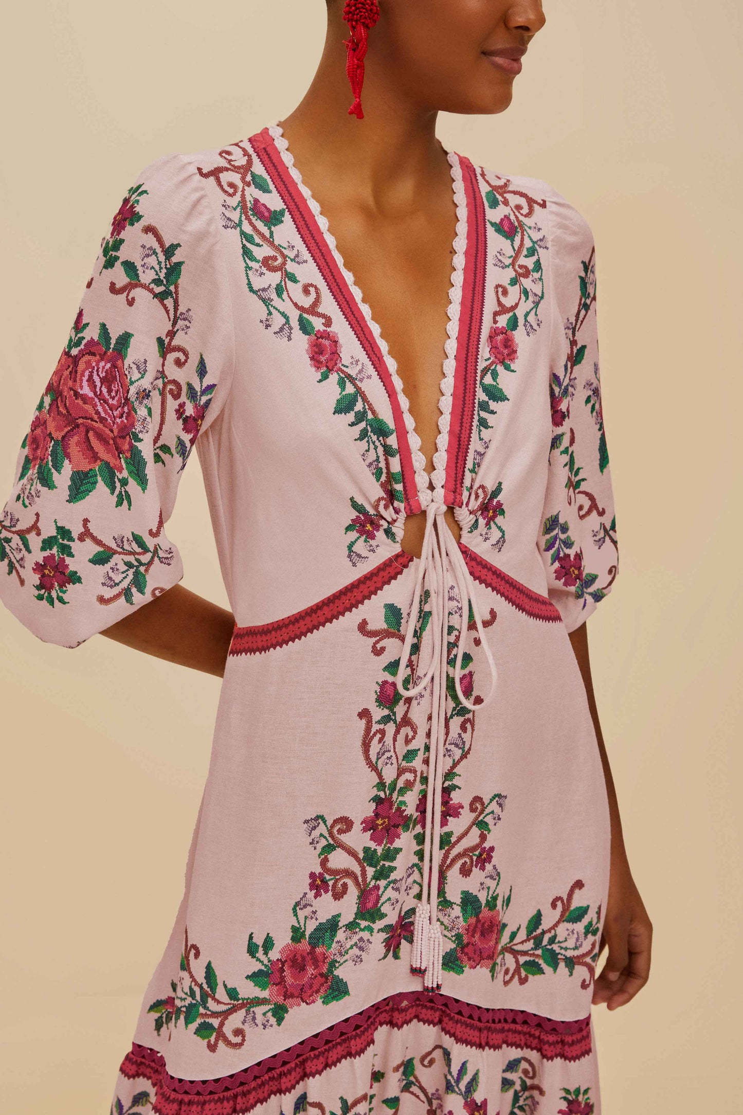 Pink Flower Tapestry Lenzing ™ Ecovero ™ Euroflax ™ Maxi Dress