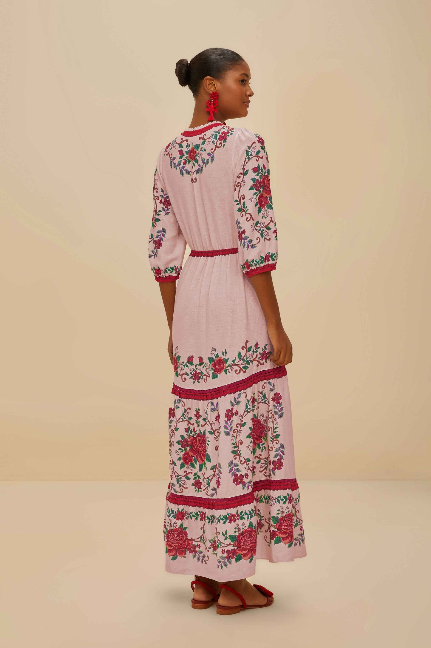 Pink Flower Tapestry Lenzing ™ Ecovero ™ Euroflax ™ Maxi Dress