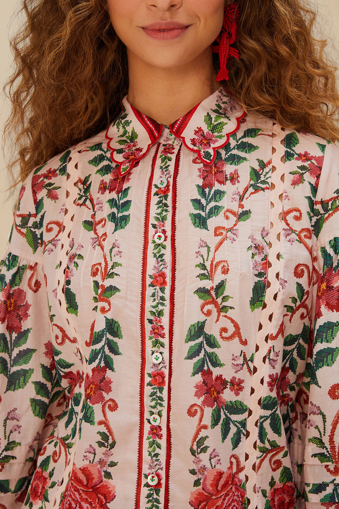 Flower Tapestry Pink Shirt