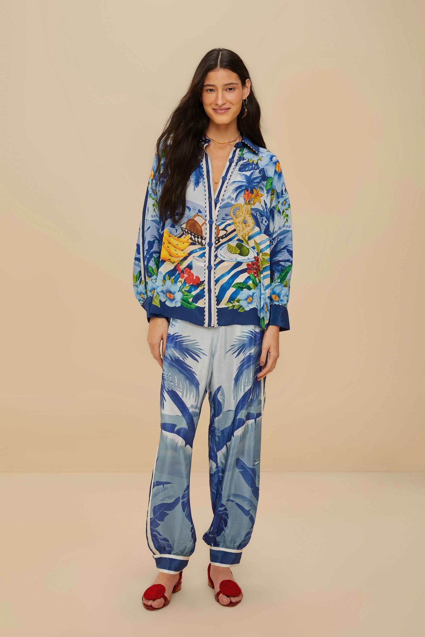 Blue Fresh Table Scarf Pajama Shirt