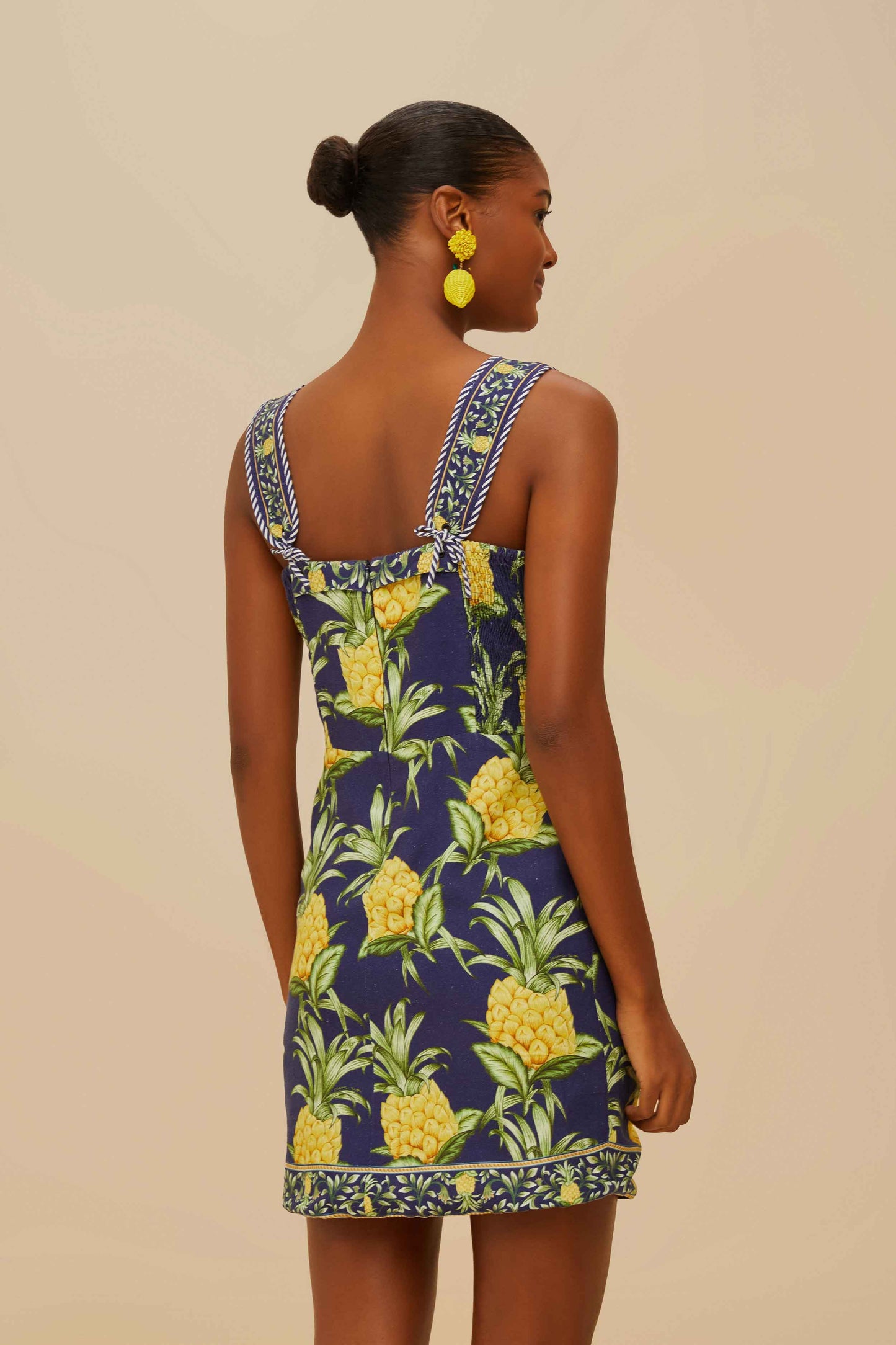 Delicate Pineapple Navy Blue Sleeveless Lacing Mini Dress