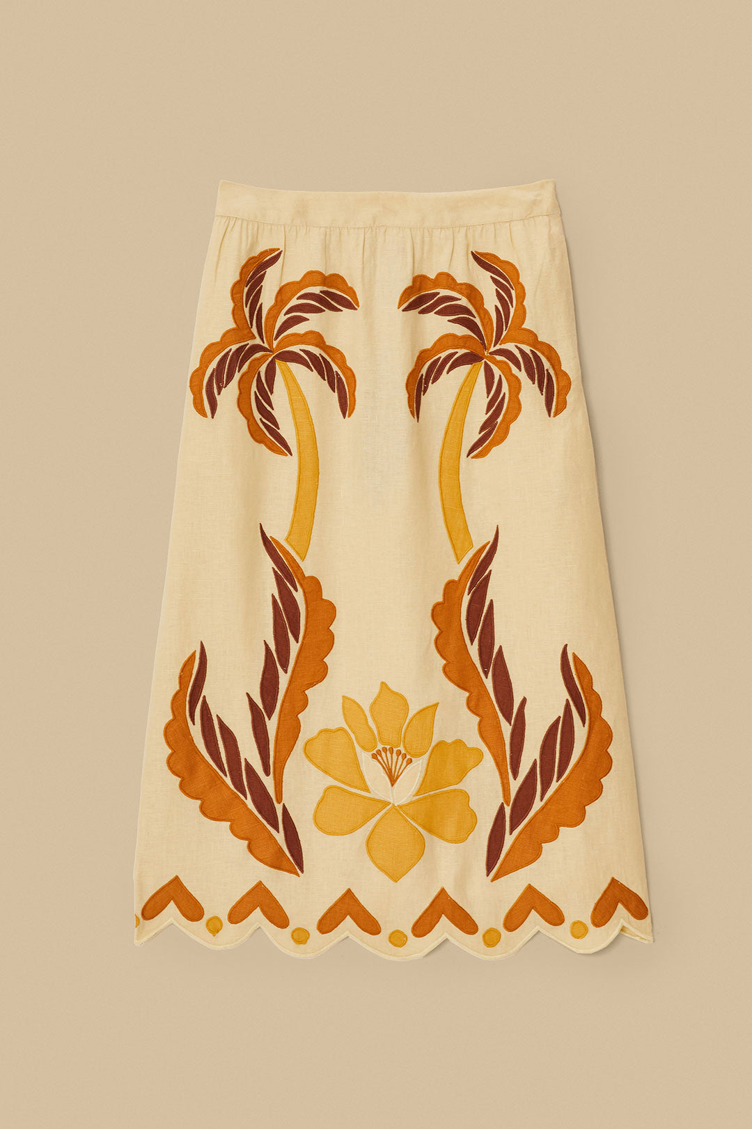 Sand Summer Cutwork Euroflax™ Premium Linen Skirt