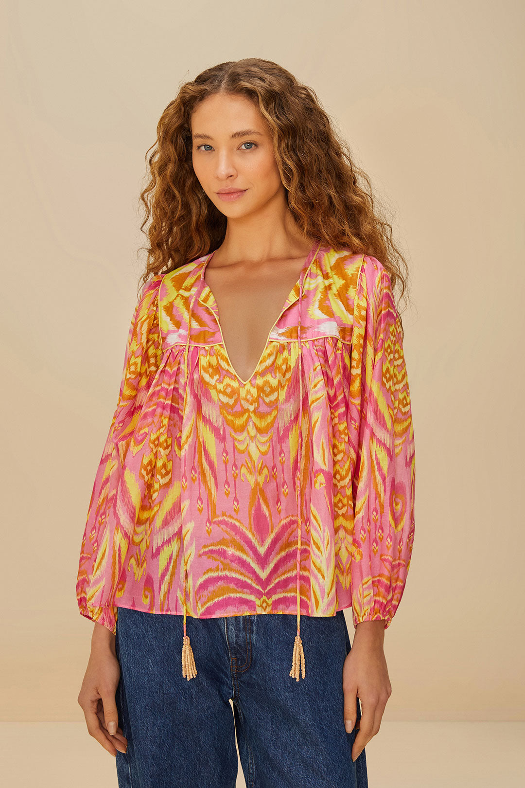 Pink Pineapple Tapestry Blouse