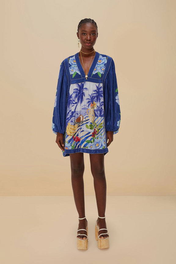 Blue Fresh Table Scarf Mini Dress