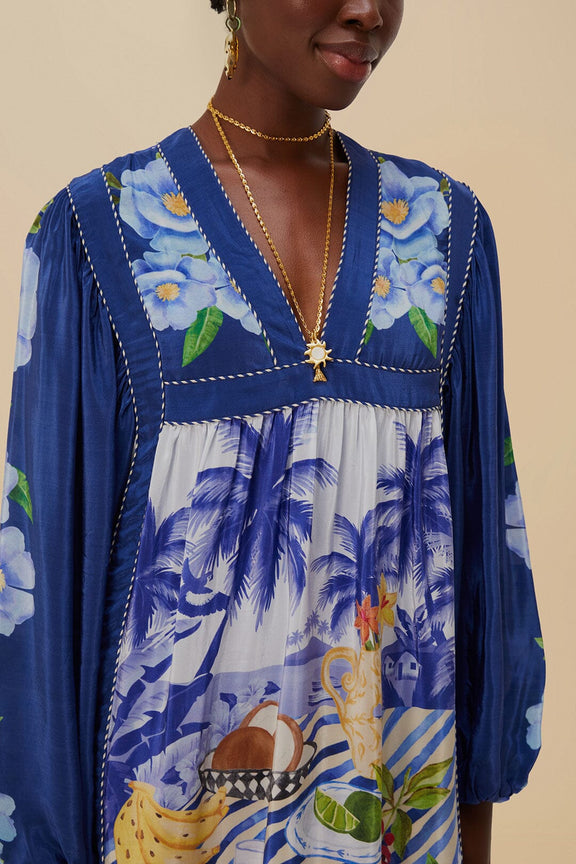Blue Fresh Table Scarf Mini Dress