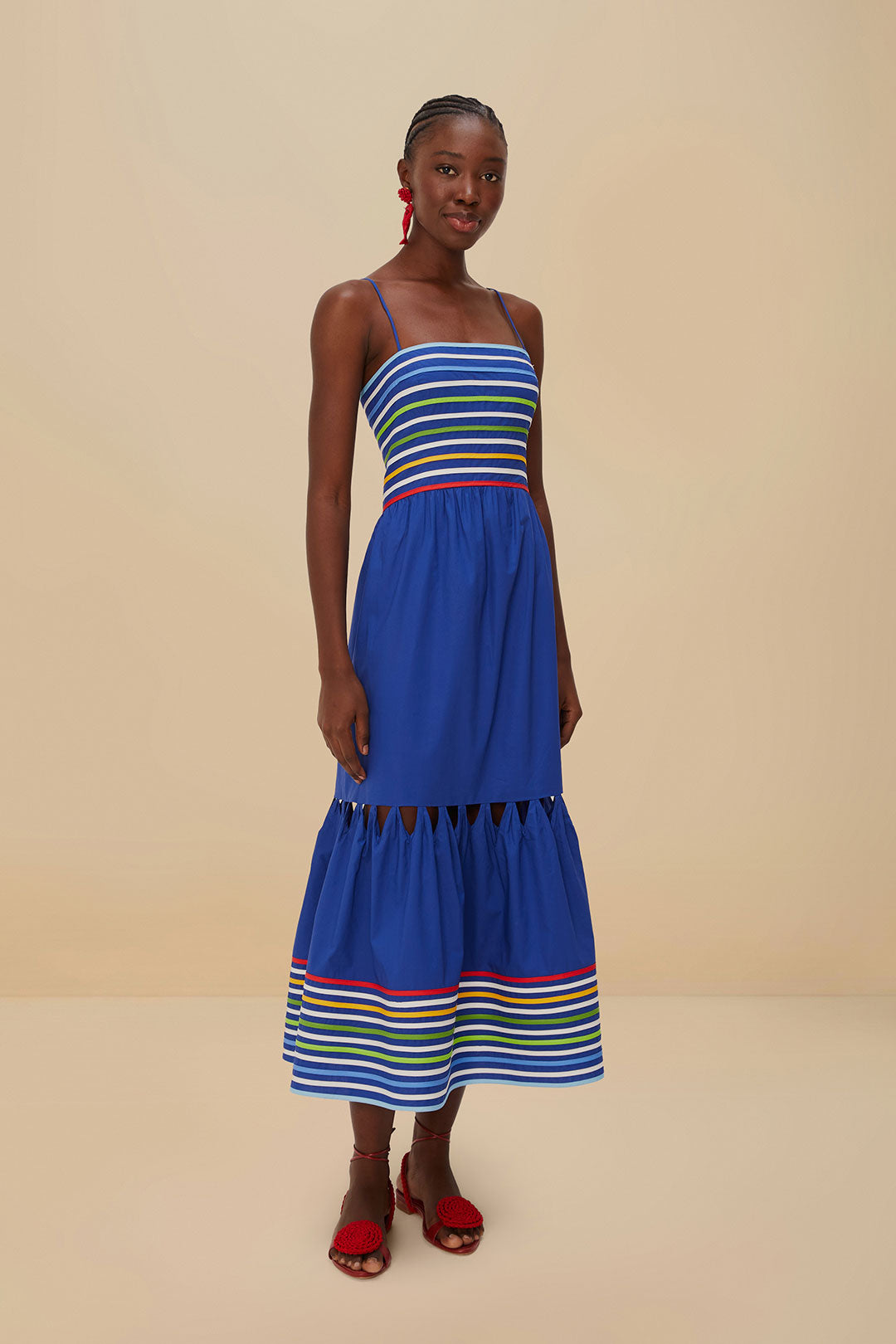 Blue Colored Stripes Midi Dress