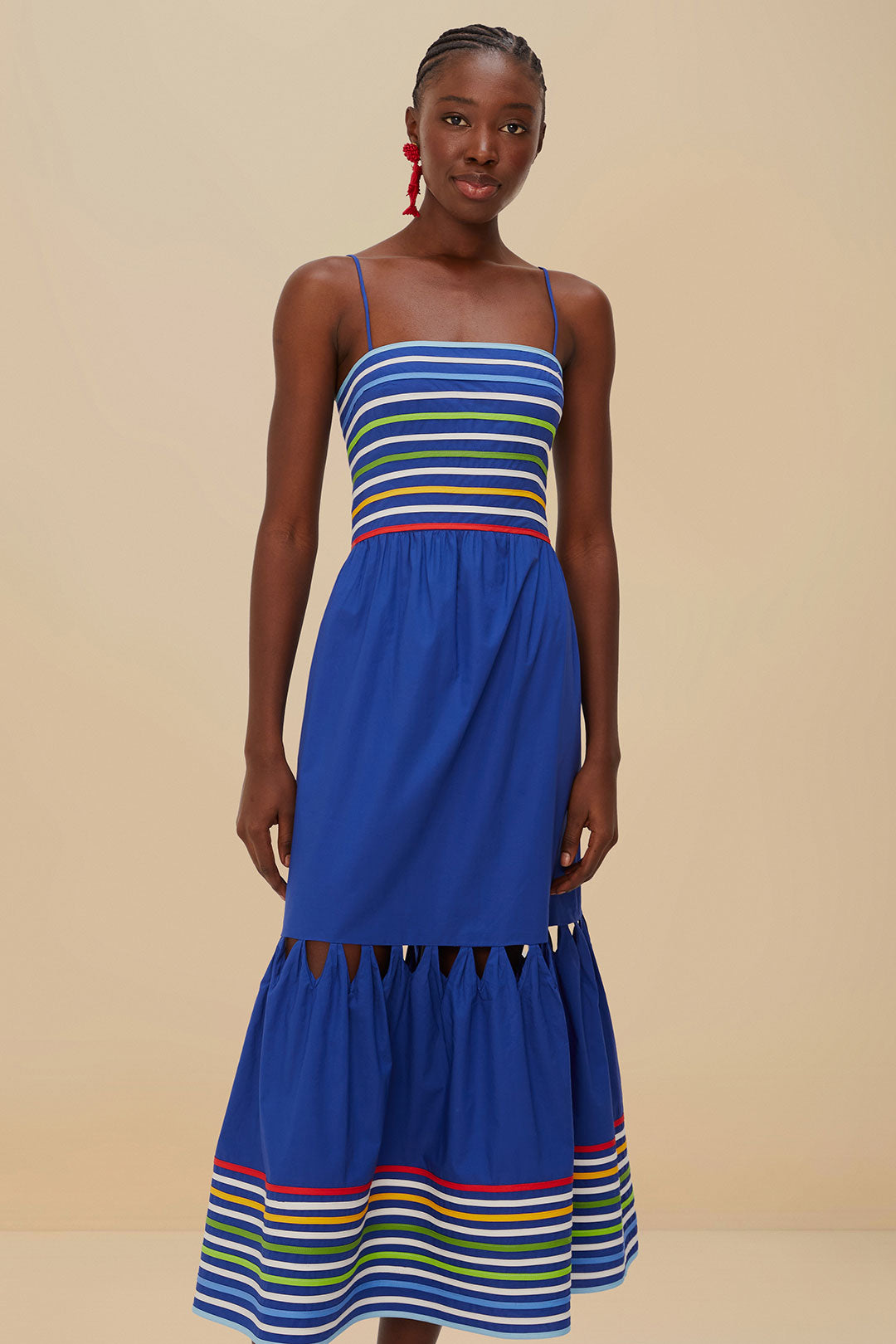Blue Colored Stripes Midi Dress