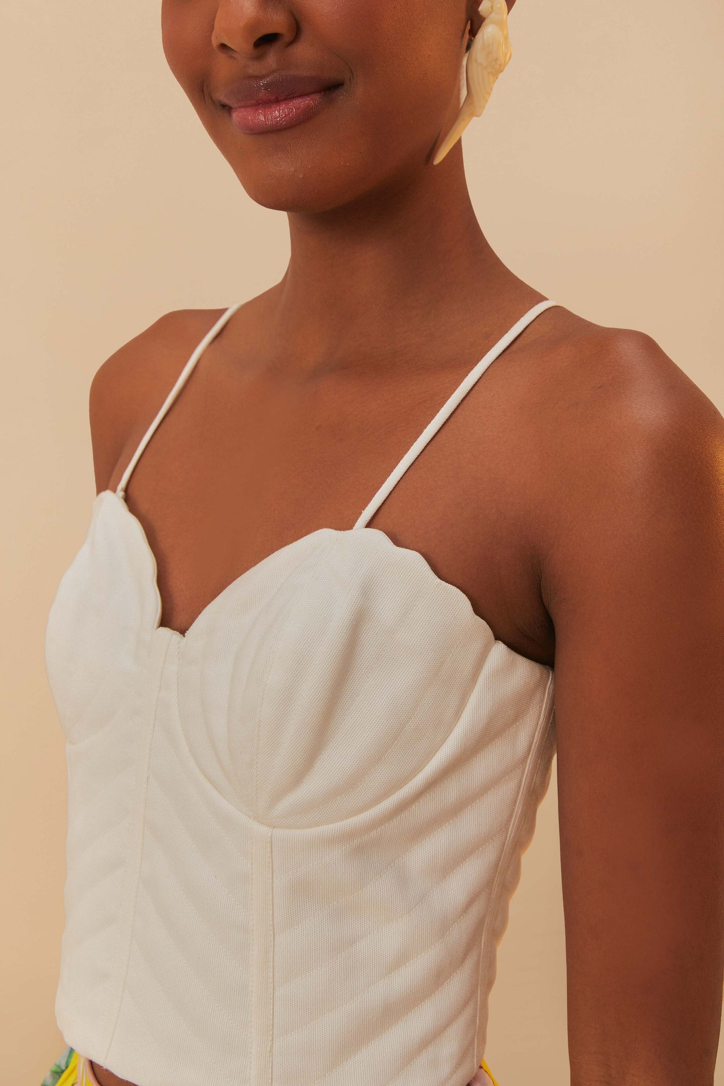 FARM Rio model wearing the Off-White Sleeveless Shell Top