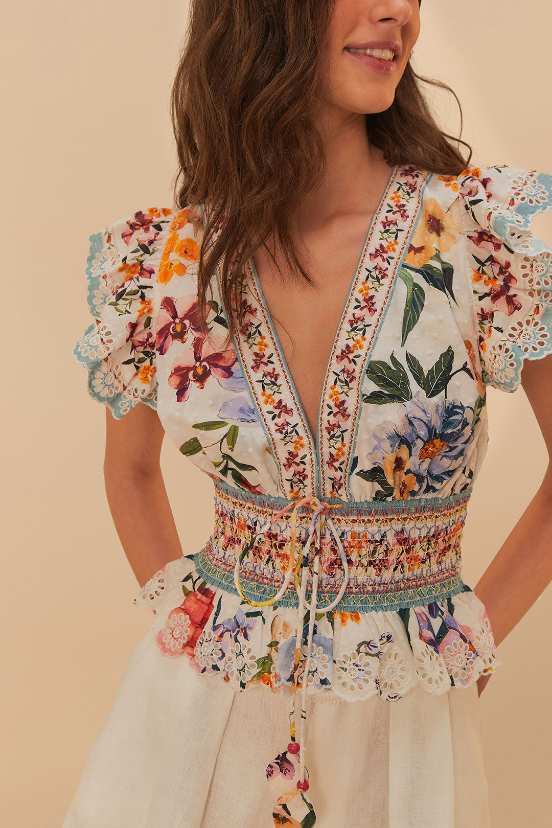 Greek Garden Off-White Blouse