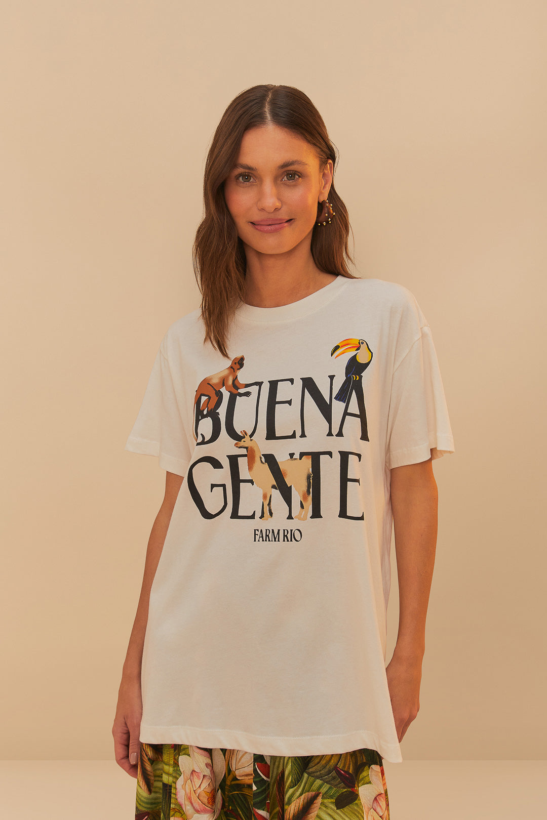 FARM Rio model wearing the Off-White Buena Gente Relaxed T-Shirt
