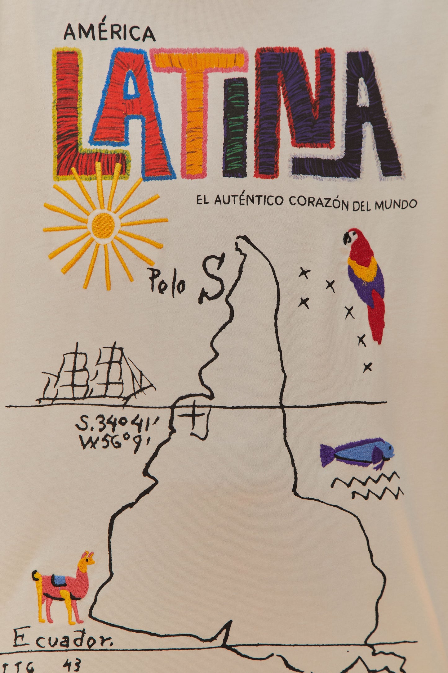FARM Rio model wearing the Off-White America Latina Relaxed T-Shirt