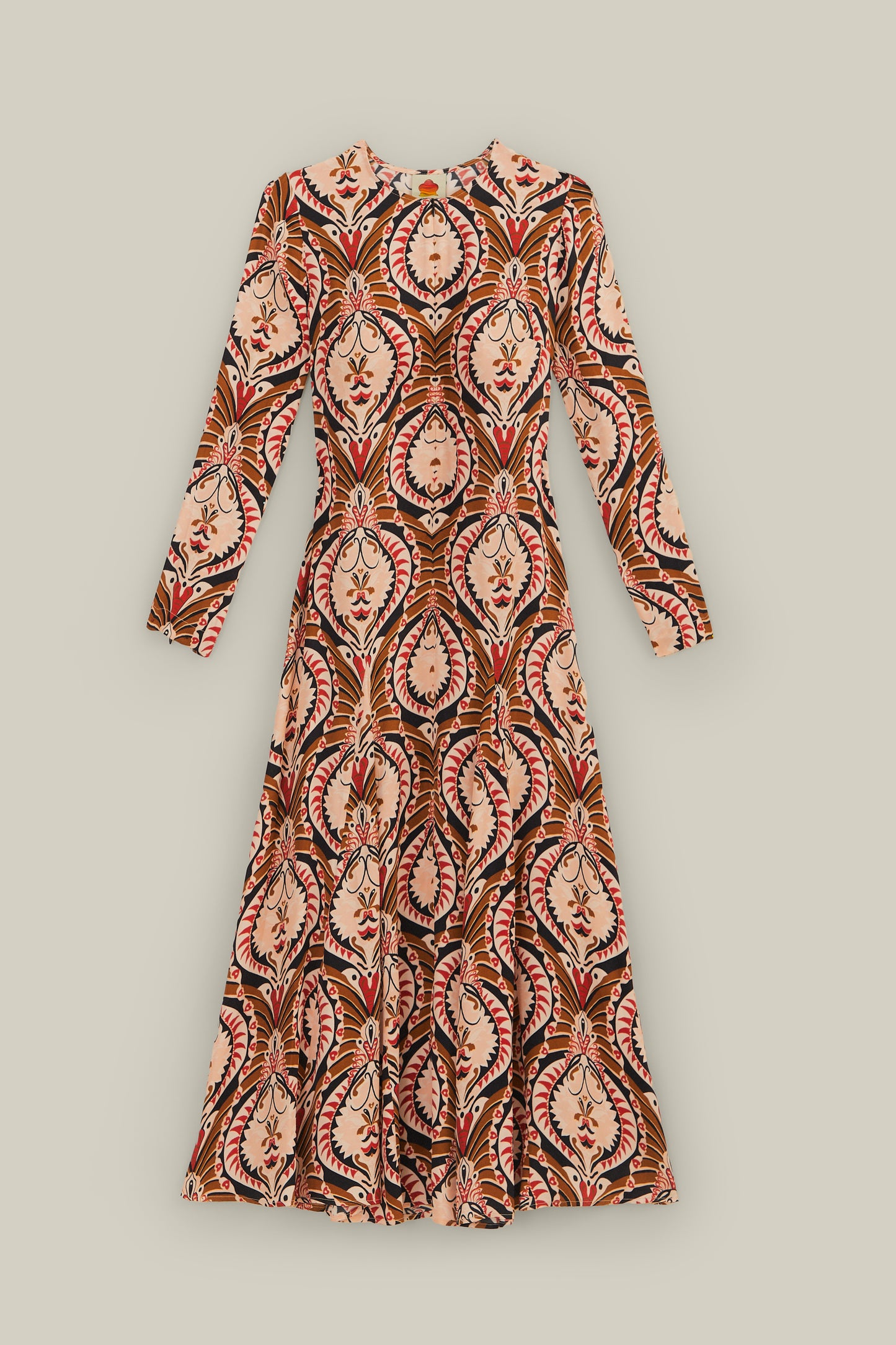 FARM Rio model wearing the Brown Pineapple Jewelry Midi Dress