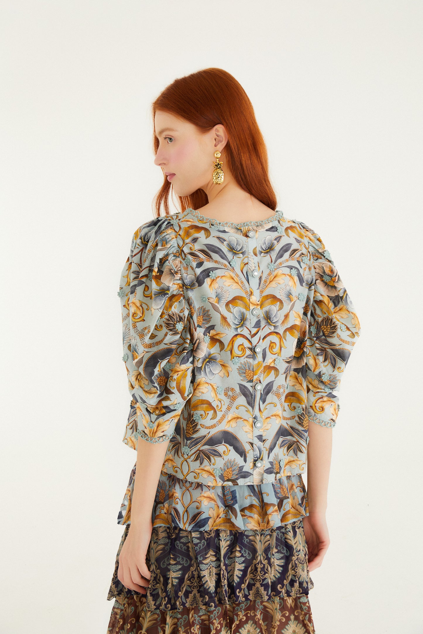 Snake Garden Blue 3D Blouse